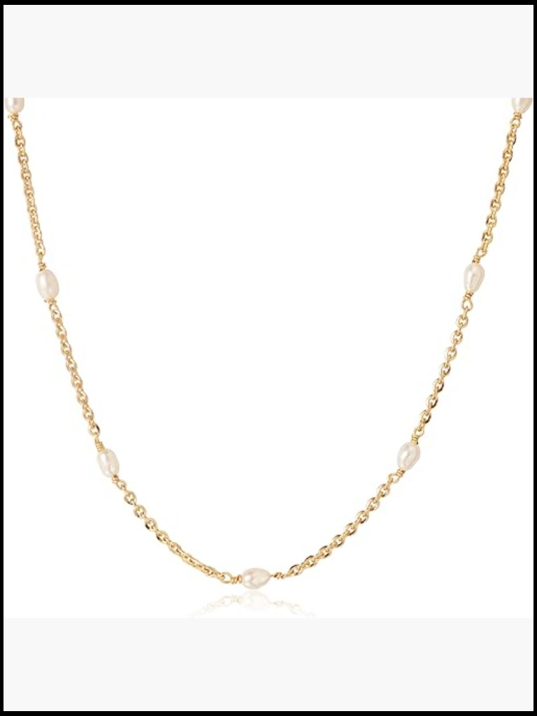 14k Gold Plated Dainty Pearl Choker Necklace Layering Delicate Charm Gift